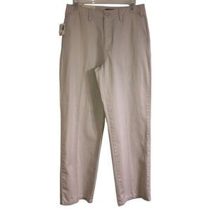 Bass pants Size 10 cotton high‎ waist flat front tan zipper button pockets NWT